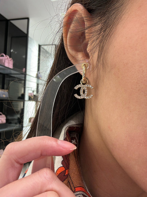 CHANEL Crystal CC Earrings | 香奈兒 耳環 (金色)