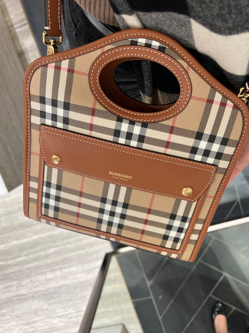 BURBERRY Check and Leather Mini Pocket Bag | 博柏利 手袋 (迷你/米色)