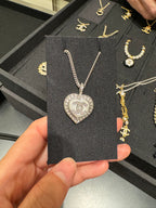 CHANEL 23B ABB617 Silver Heart Necklace | Chanel heart-shaped necklace (silver)