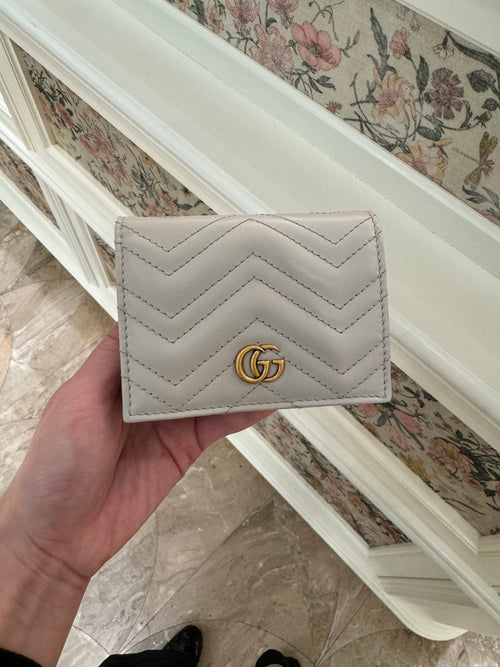 GUCCI GG Marmont Card Case Wallet | 古馳 銀包 (Light Grey)