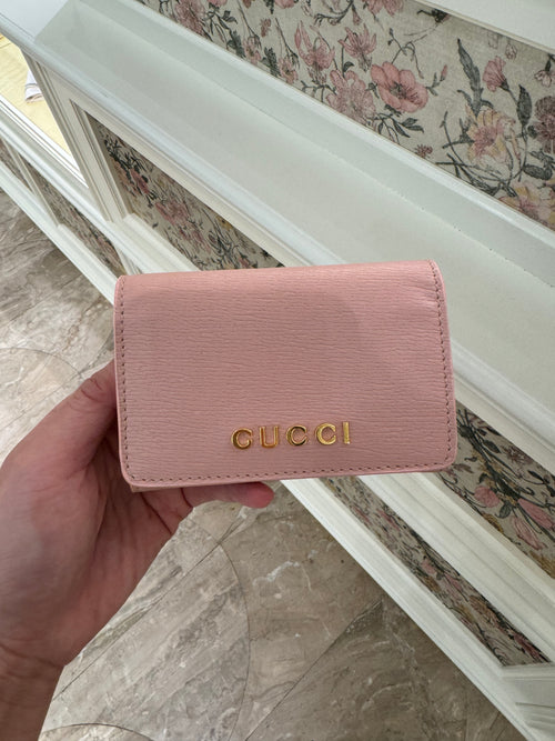 GUCCI Card Case with Gucci Script | 古馳 銀包 (Light Pink)