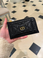 CHRISTIAN DIOR Caro Cosmos Zipped Card Holder | 迪奧 卡套銀包 (Black)