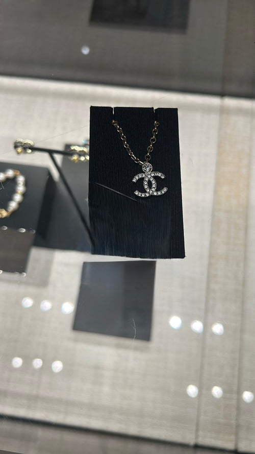 CHANEL ABC147 Silver Crystal CC Necklace | 香奈兒 頸鏈 (銀色)