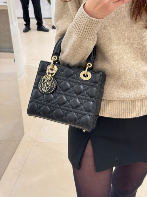 CHRISTIAN DIOR Small Lady Dior Black Cannage Lambskin | 迪奧 手袋 (黑色)