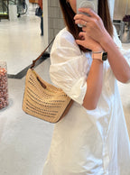 LOEWE Raffia Mini Hammock Hobo | 羅意威 草編袋 (啡色)