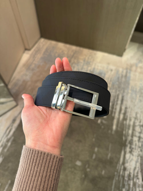 BURBERRY Men's Check and Leather Reversible Belt | 博柏利 皮帶 (藍色)