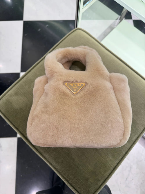 PRADA Ecru Shearling Mini Handbag | 普拉達 羊毛手袋 (米色)