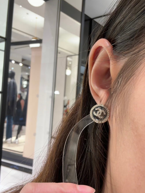 CHANEL Black CC Chanel Earrings | Chanel Earrings (Black)