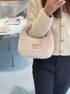 MIU MIU Wander Shearling Hobo Bag | Miu Miu Wool Handbag (Multicolor)