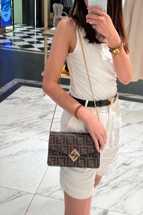 FENDI FF Diamonds Wallet On Chain Fendi Silver Wallet On Chain Brow LondonKelly
