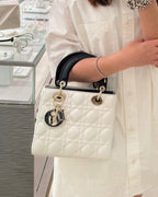 CHRISTIAN DIOR Two-Tone Black and White Small Lady Dior Bag | 迪奧 手袋 (黑白色)