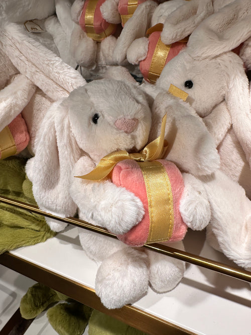 JELLYCAT Bashful Bunny with Present Shy Bunny with Present White LondonKelly