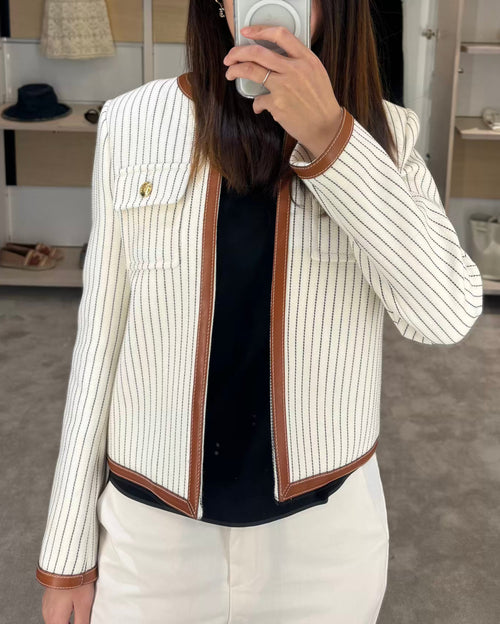 CELINE Striped Wool Chelsea Jacket | 賽琳 外套 (白色間條)