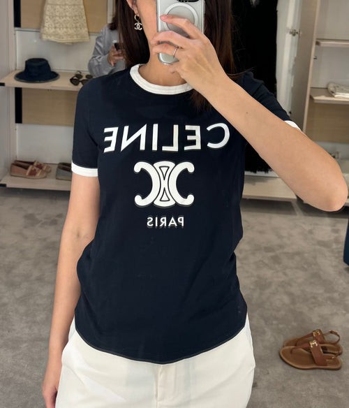 CELINE Celine Paris T Shirt Celine short sleeved T shirt black