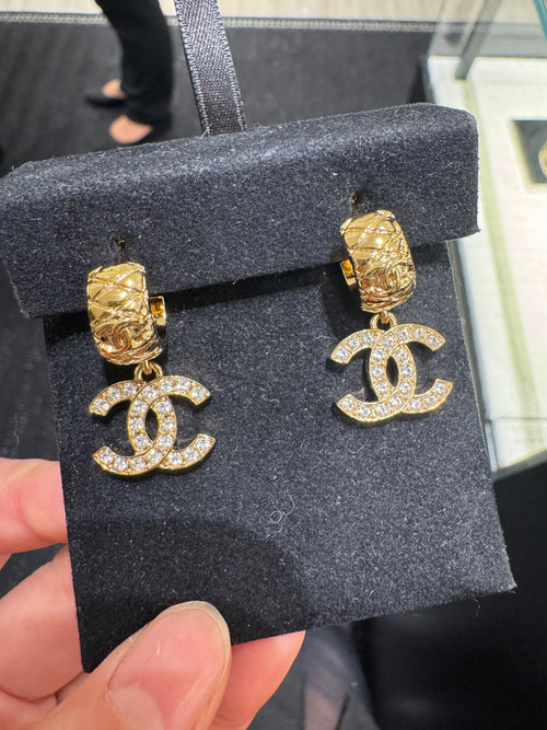 CHANEL 25C ABF095 Gold Crystal Earrings | 香奈兒 耳環 (金色)