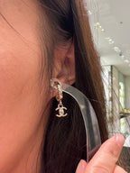 CHANEL CC Drop Hoop Earrings(Gold)