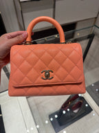 CHANEL Coco Handle Bag Quilted Caviar(Mini/Coral)