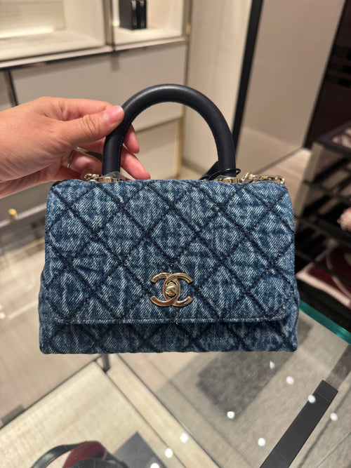 CHANEL Coco Handle Bag Quilted Denim(Mini/2 Colors)