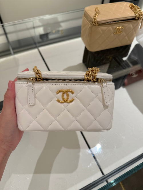 CHANEL Long Vanity Case Bag | 香奈兒 長盒子袋 (White)