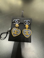 CHANEL Denim Heart Earrings | 香奈兒 牛仔心心耳環 (藍色)