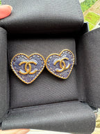 CHANEL ABC734 24SS Denim Heart Earrings | Chanel Denim Heart Earrings (Blue)