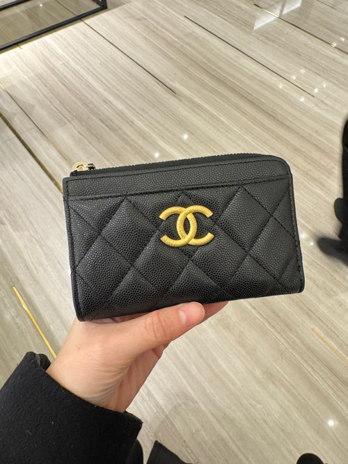 CHANEL Gold CC Card Holder Wallet | 香奈兒 銀包 (黑色)