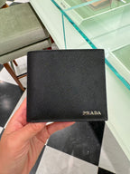 PRADA 2MO513 Men's Saffiano Leather Wallet | Prada men's wallet (all black)