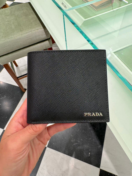 PRADA 2MO513 Men's Saffiano Leather Wallet | Prada men's wallet (all black)