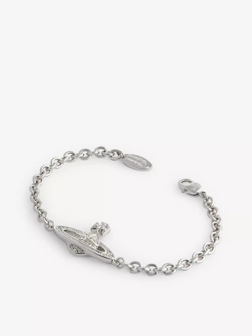 VIVIENNE WESTWOOD Mini Bas Relief Brass and Swarovski Crystal Chain Bracelet | 西太后 手鏈 (銀色)