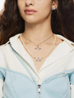 VIVIENNE WESTWOOD Mini Bas Relief brass, Swarovski Crystal and Pearl Pendant Necklace | 西太后 頸鏈 (銀色)