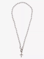 VIVIENNE WESTWOOD Aleksa Orb-Pendant Ruthenium-Plated Brass and Pearl Necklace | Queen Mother Necklace (Silver) 