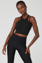 ALO YOGA Ribbed Airlift Enchanted Bra Tank | 羅紋背心內衣 (黑色)