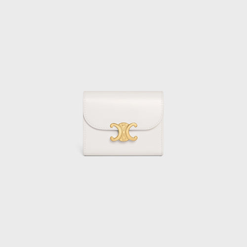 CELINE Small Wallet Triomphe Shiny Calfskin | 賽琳 牛皮凱旋門金扣銀包 (多色)