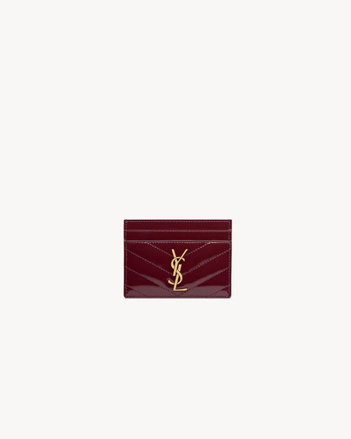 YSL SAINT LAURENT Cassandre Matelasse Card Case In Patent Leather | 聖羅蘭 卡套 (酒紅色)
