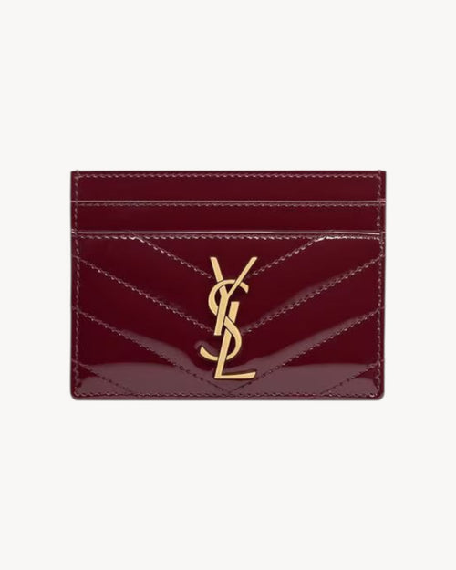 YSL SAINT LAURENT Cassandre Matelasse Card Case In Patent Leather | 聖羅蘭 卡套 (酒紅色)