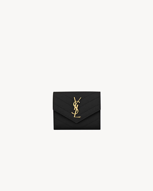 YSL SAINT LAURENT Cassandre Matelasse Compact Tri Fold Wallet | 聖羅蘭 銀包 (黑色)