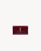 YSL SAINT LAURENT Cassandre Matelasse Fragments Flap Card Case In Patent Leather | 聖羅蘭 銀包 (酒紅色)