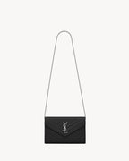 YSL SAINT LAURENT Classic Cassandre Chain Wallet In Grain Leather | 聖羅蘭 銀包連鏈帶 (黑色)
