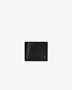 YSL SAINT LAURENT Men's Tiny Cassandre East/West Wallet In Shiny Leather | 聖羅蘭 男仕銀包 (黑色)