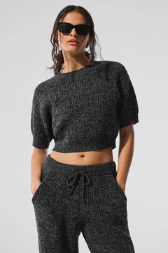 ALO YOGA Marl Sweater Short Sleeve Mushroom Marl | 混紡針織短袖上衣 (多色) - LondonKelly 英國名牌代購