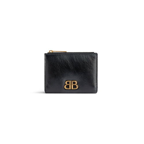 BALENCIAGA Monaco Bifold Wallet Lambskin Black | 巴黎世家 羊皮銀包 (黑色) - LondonKelly 英國名牌代購