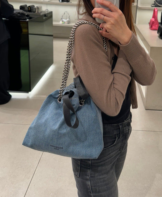 BALENCIAGA Women's Crush Small Tote Bag Denim | 巴黎世家 手提袋 (藍色) - LondonKelly 英國名牌代購