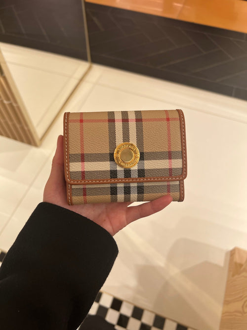 BURBERRY Check and Leather Small Folding Wallet | 博柏利 銀包 (啡色) - LondonKelly 英國名牌代購
