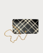 BURBERRY Check Chain Strap Wallet Black | 博柏利 银包连链带 (黑色) - LONDONKELLY 英国名牌代购