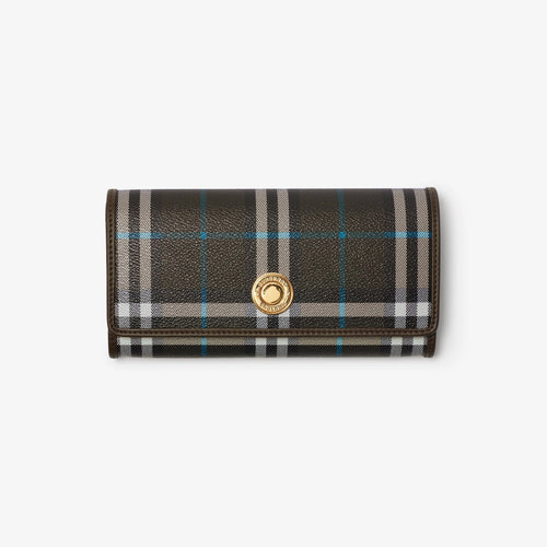 BURBERRY Check Continental Wallet | 博柏利 長銀包 (深啡色) - LondonKelly 英國名牌代購