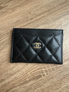 CAHNEL Classic Black Calfskin Card Holder | 香奈兒 經典牛皮卡套 (Black/ Gold)