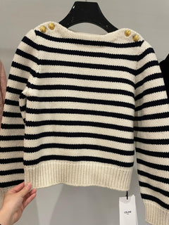 CELINE Boat Neck Mariniere Sweater | 賽琳 上衣 (黑白色) - LondonKelly 英國名牌代購