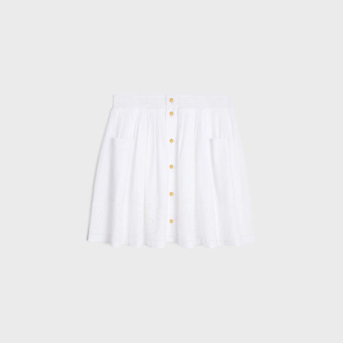 CELINE Embroidered Smocked Skirt | 賽琳 半身裙 (白色) - LondonKelly 英國名牌代購