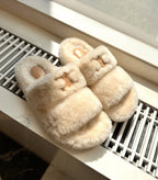 CELINE Fur Slides Triomphe Open Slide | 賽琳 羊毛拖鞋 (米色) - LondonKelly 英國名牌代購