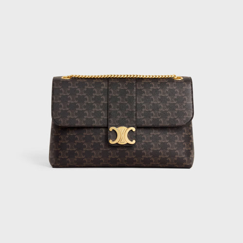 CELINE Large Celine Victoire Bag In Triomphe Canvas | 賽琳 手袋 (大碼/啡色) - LondonKelly 英國名牌代購